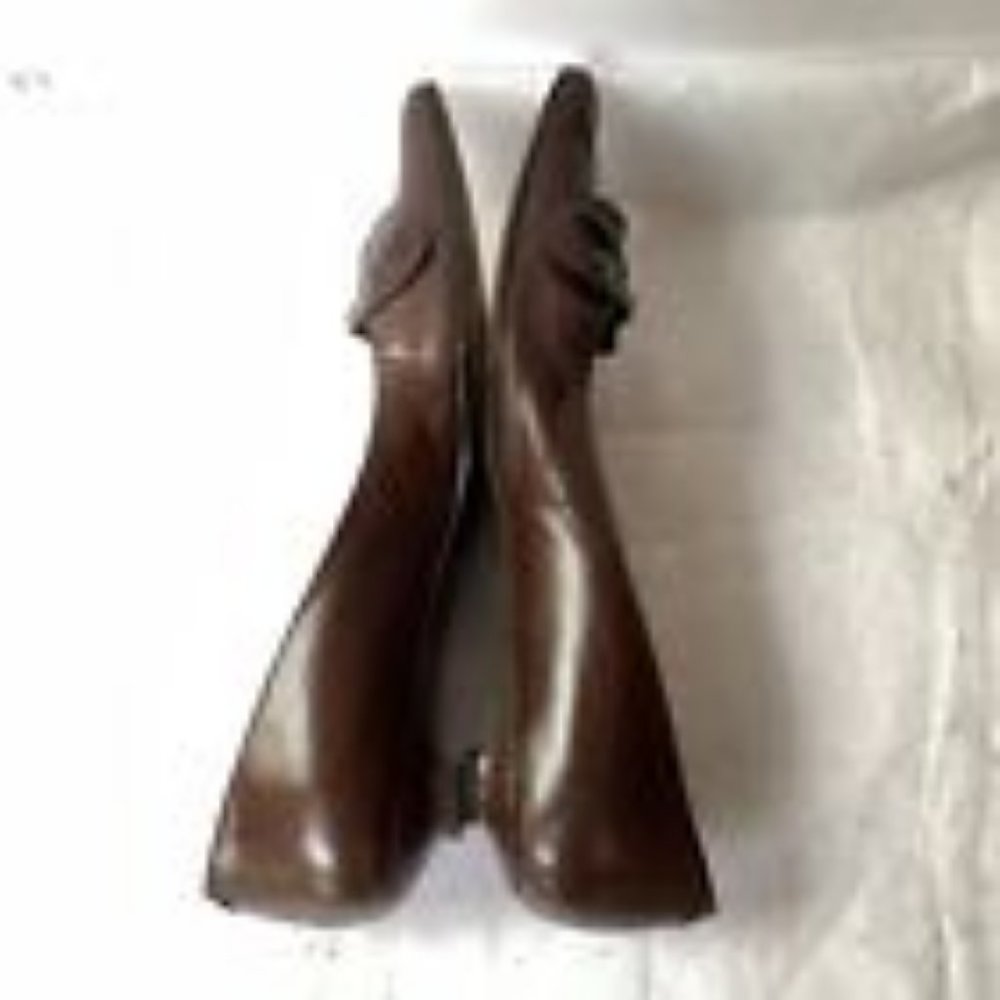 Albert Nipon Brown Leather Pointed Toe Kitten Hee… - image 8